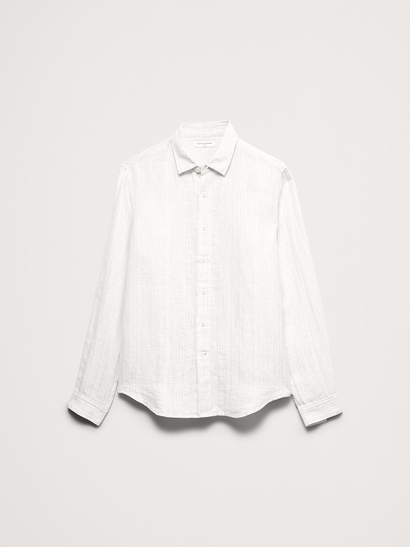 Standard-Fit Textured Linen-Cotton Shirt