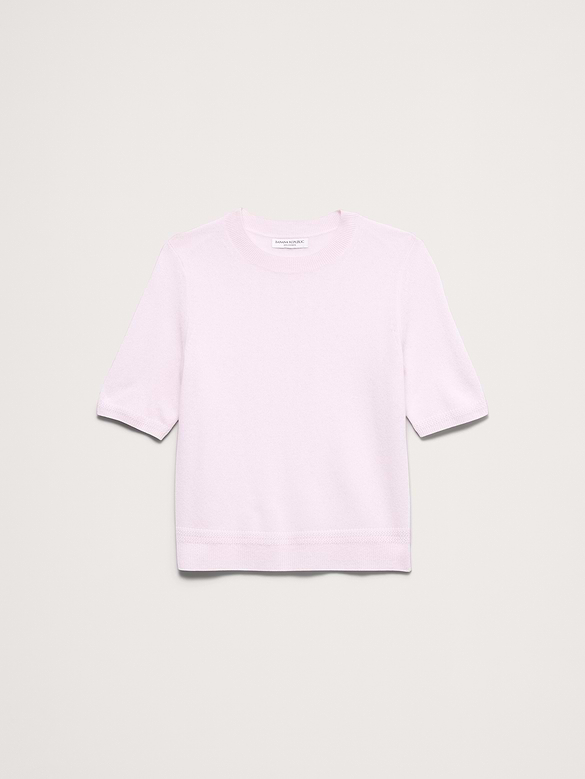 Lightweight Cashmere Short-Sleeve Sweater