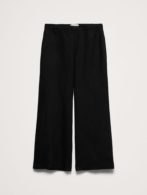 Mid-Rise Kick-Flare Linen Ankle Pant