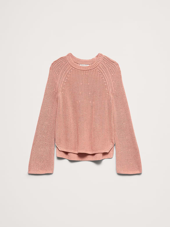 Cotton Flare-Sleeve Sweater