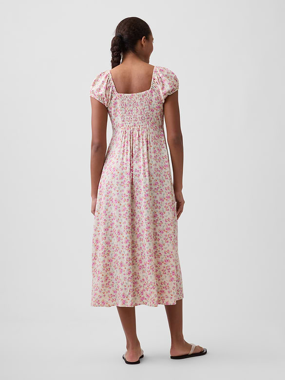 Puff Sleeve Midi Dress