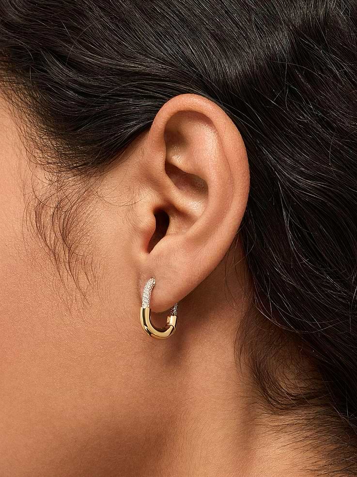 Image number 2 showing, Ana Luisa Brynley Mini Micropave Gold Hoops