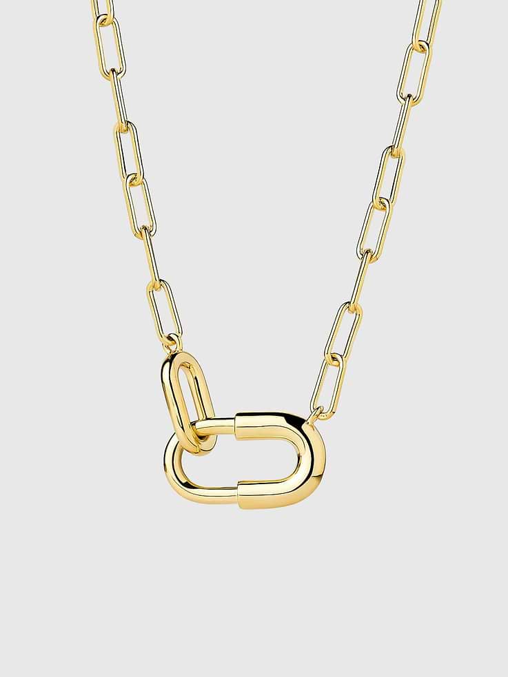 Image 1 of 3, Not just any average chain, this gold chain necklace is perfect for adding something unexpected to every stack., Plated in 14K gold, this necklace features a delicate chain and linked pendants in varying sizes., Ana Luisa is a jewelry brand founded in 2018 to elevate everyday, with Earth-friendly jewelry that lasts.