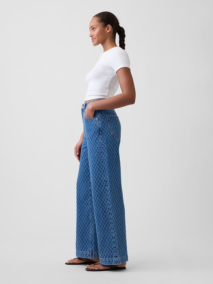 Image number 3 showing, High Rise Wide-Leg Textured Crop Jeans