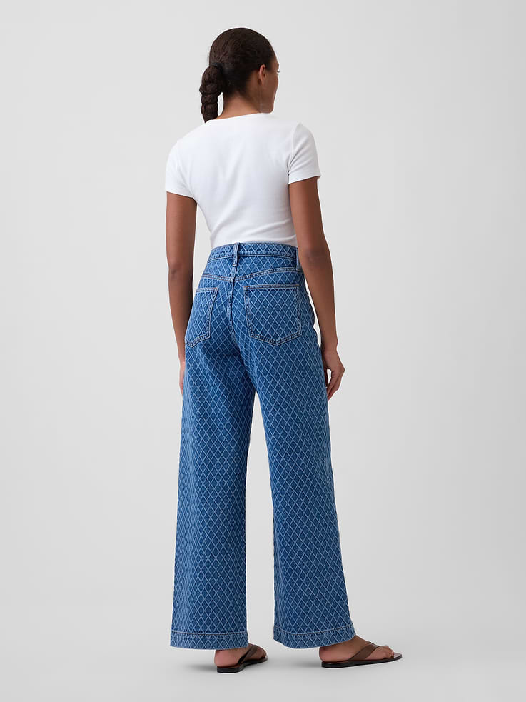 Image number 4 showing, High Rise Wide-Leg Textured Crop Jeans