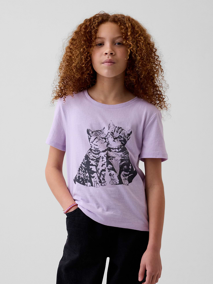 Image 1 of 4, Soft cotton jersey graphic T-shirt., Crewneck., Short sleeves., Assorted graphics at front., Product #894384