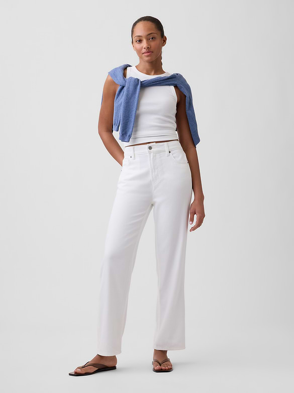 Low Slung Relaxed Straight Soft Crop Jeans