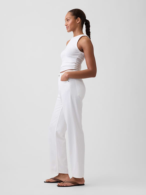 Low Slung Relaxed Straight Soft Crop Jeans