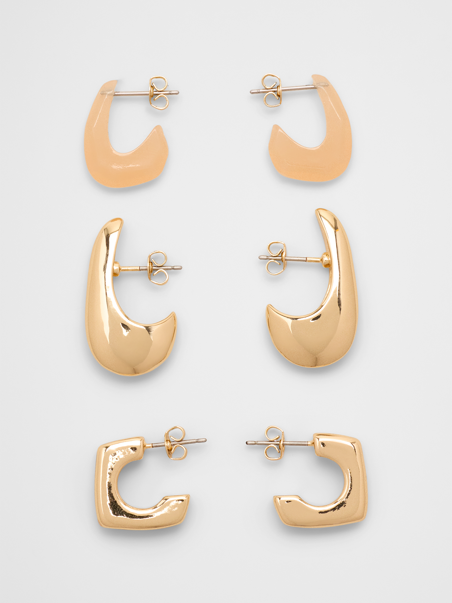 Banana Republic Resin Metal Hoop Earrings (3 Pack) INTERNATIONAL SHIPPING