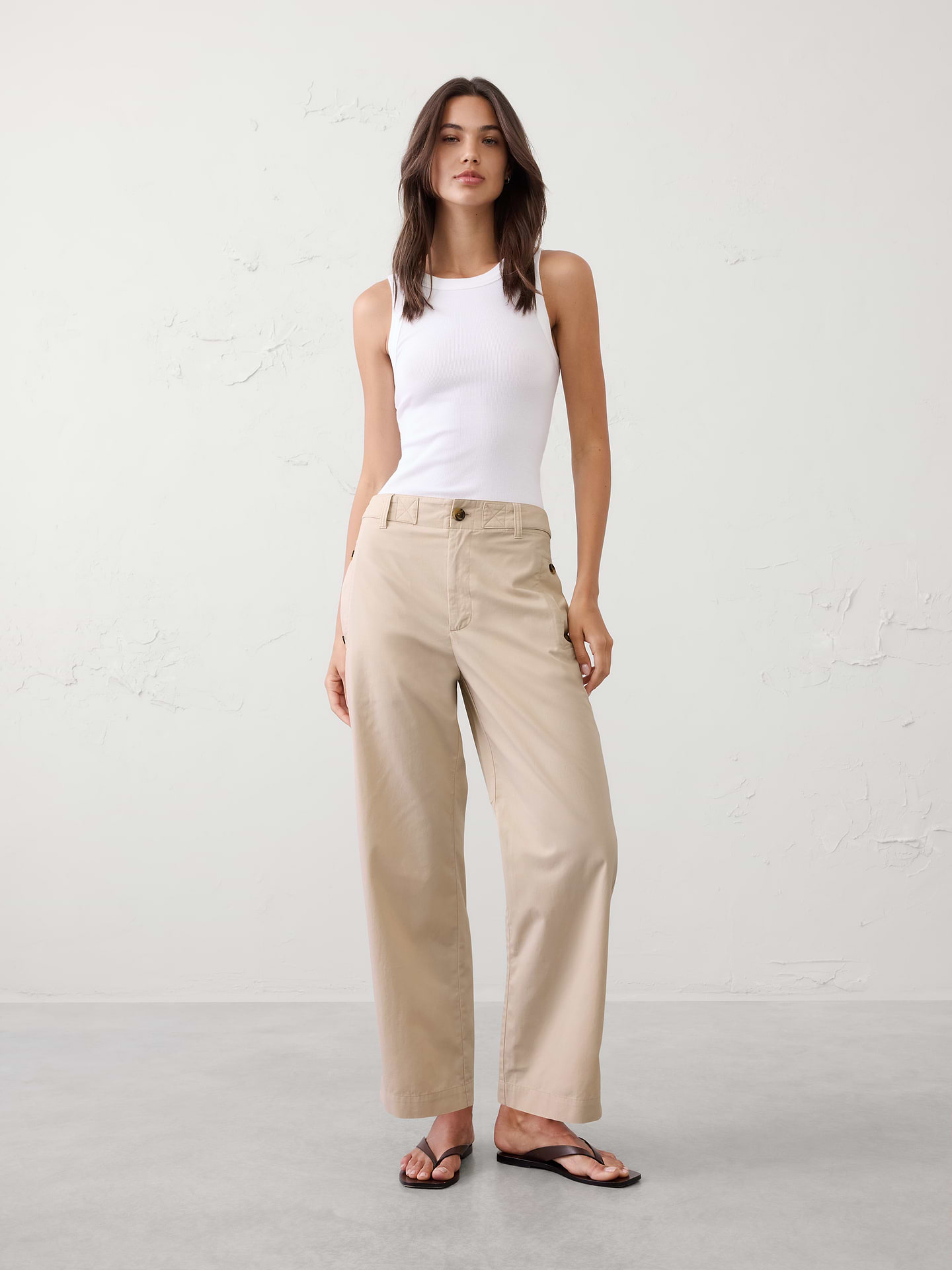 Image number 1 showing, Straight High-Rise Utility Twill Pant
