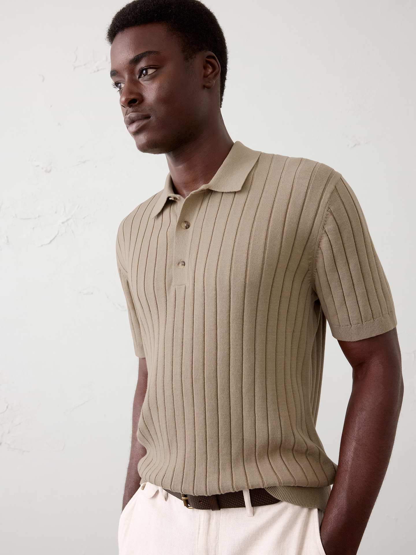 Image number 1 showing, Wide-Ribbed Sweater Polo