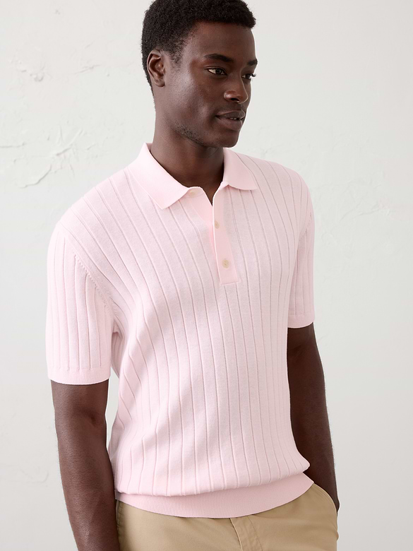 Wide-Ribbed Sweater Polo
