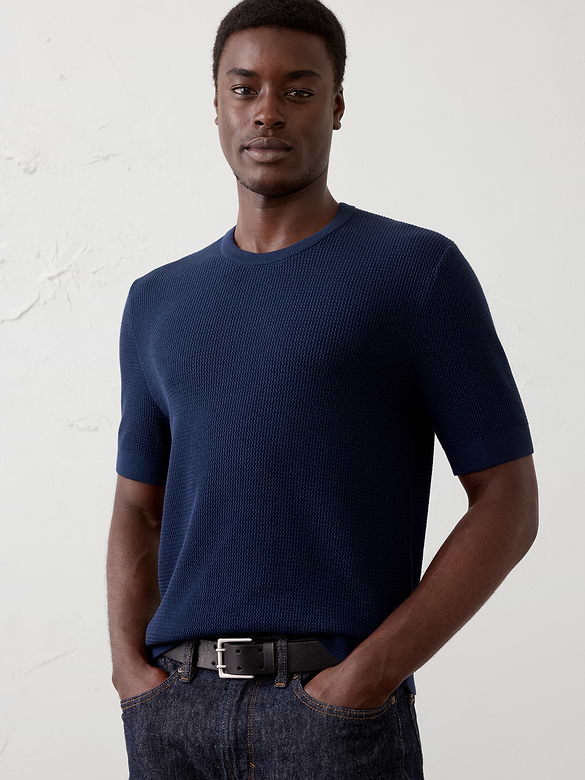 Slim-Fit Textured Sweater T-Shirt