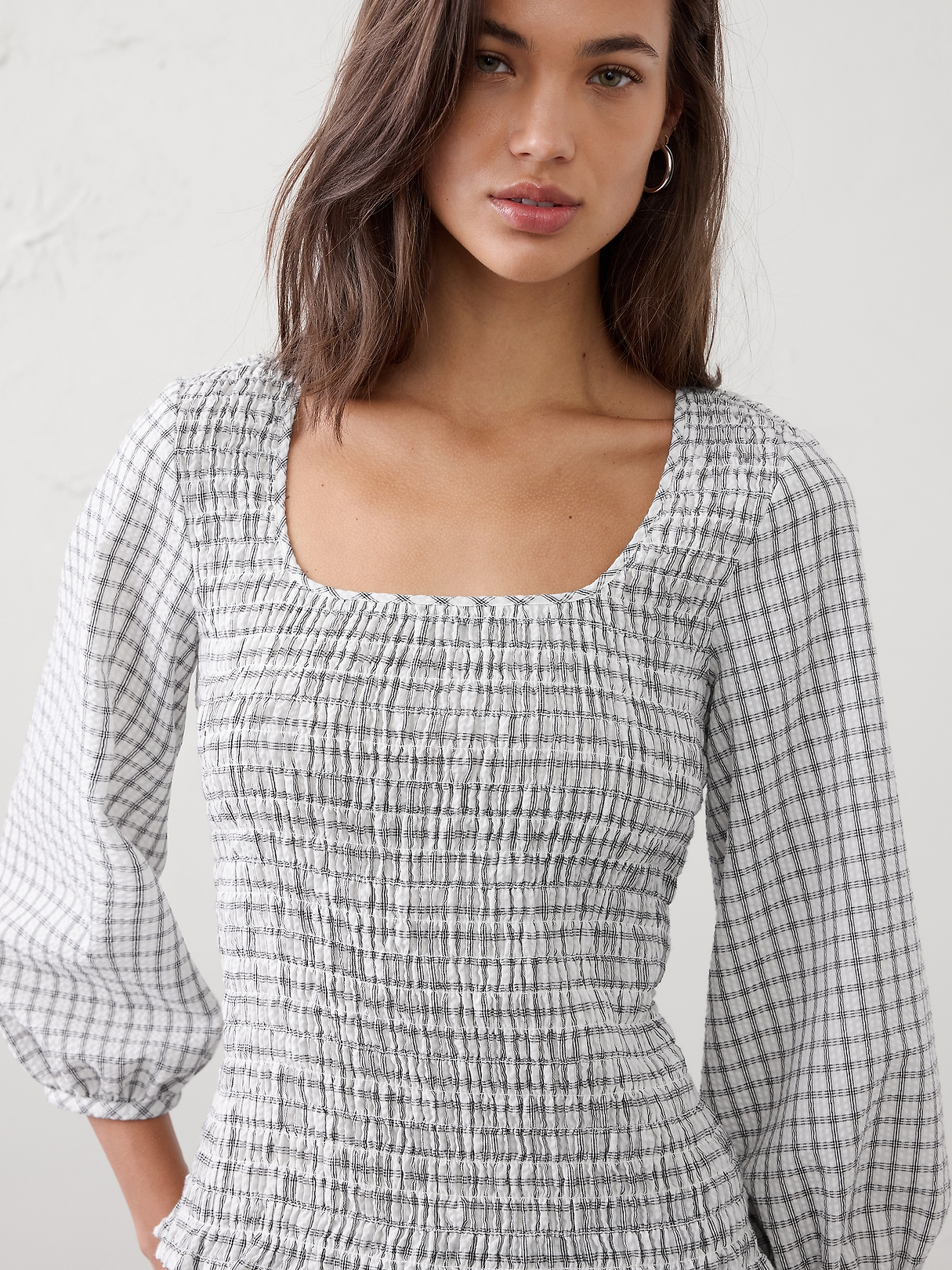 Seersucker Smocked-Bodice Top | Banana Republic Factory