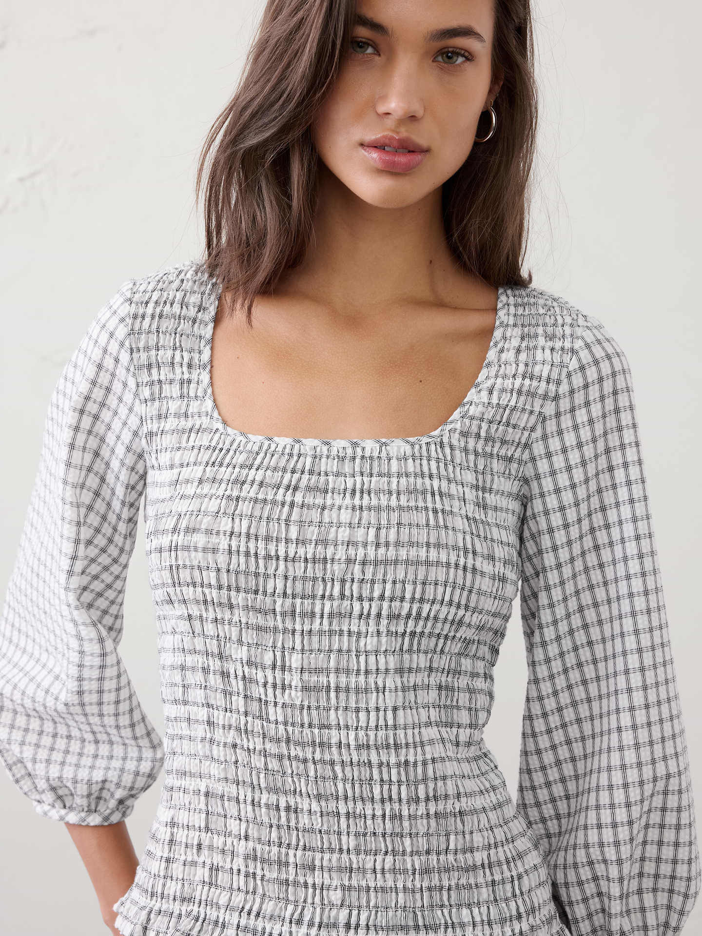 Image number 3 showing, Seersucker Smocked-Bodice Top