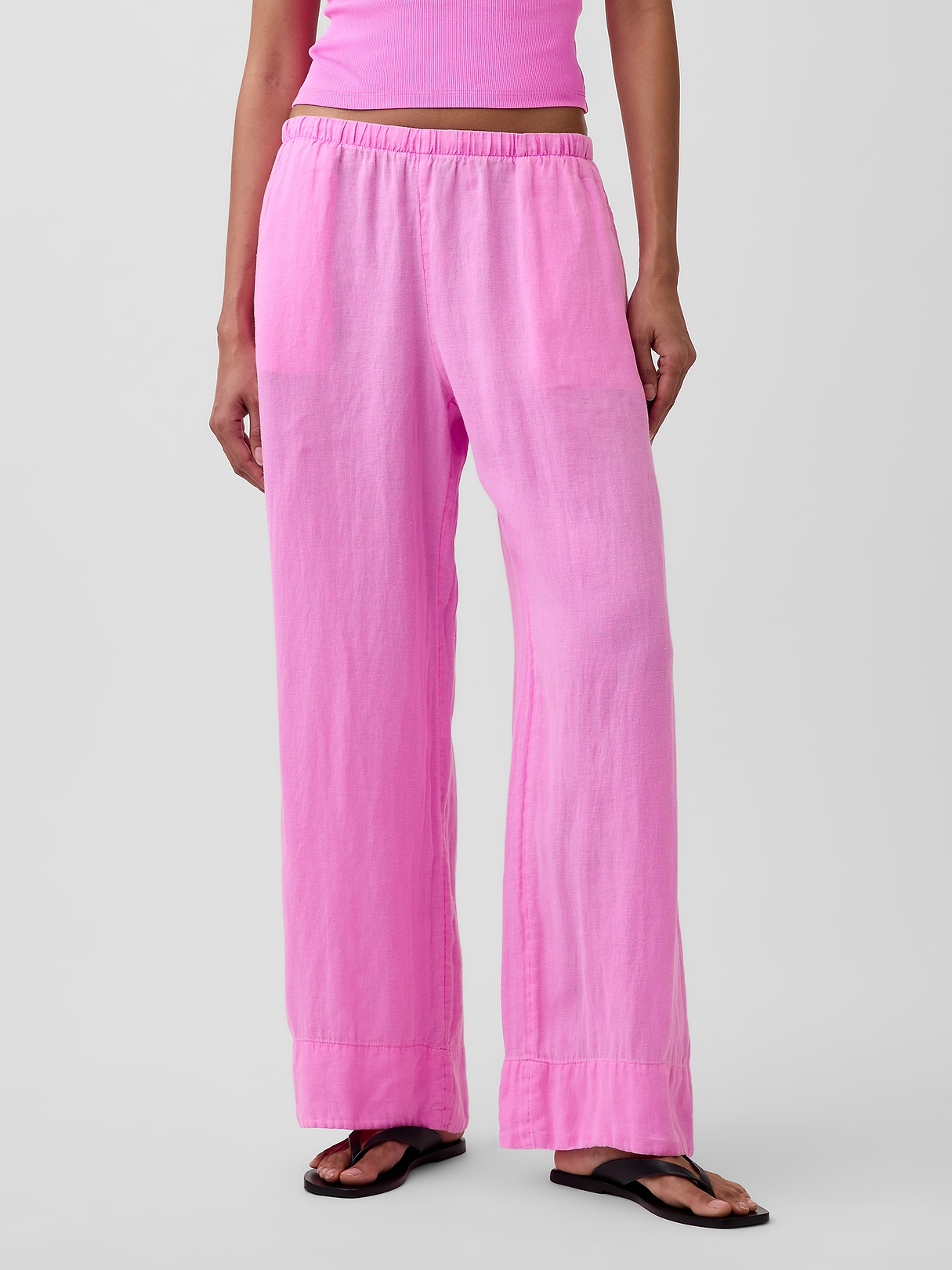 Linen-Blend Easy Wide-Leg Pants | Gap