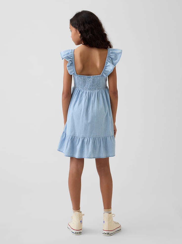 L'image numéro 3 présente Robe en denim à décolleté en cœur à manches flottantes