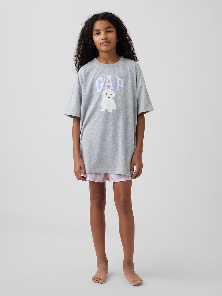 Image number 1 showing, Kids Recycled Poplin PJ Boxer Shorts