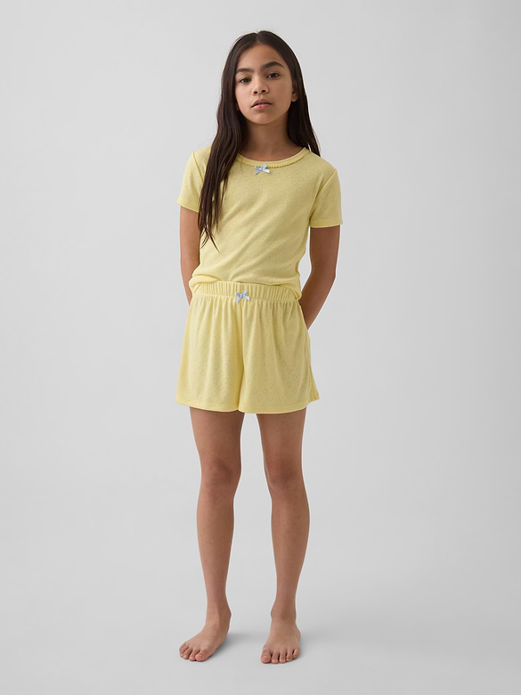 Kids Recycled Pointelle PJ Shorts