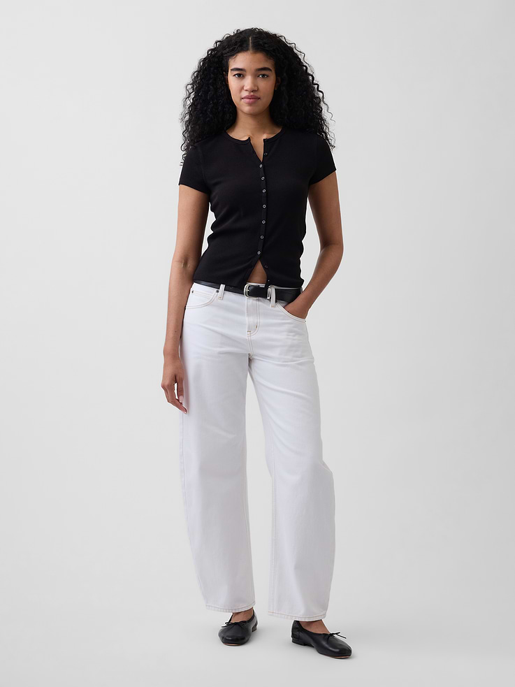 Image number 2 showing, Modern Rib Button-Front Crew T-Shirt