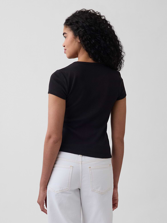 Modern Rib Button-Front Crew T-Shirt