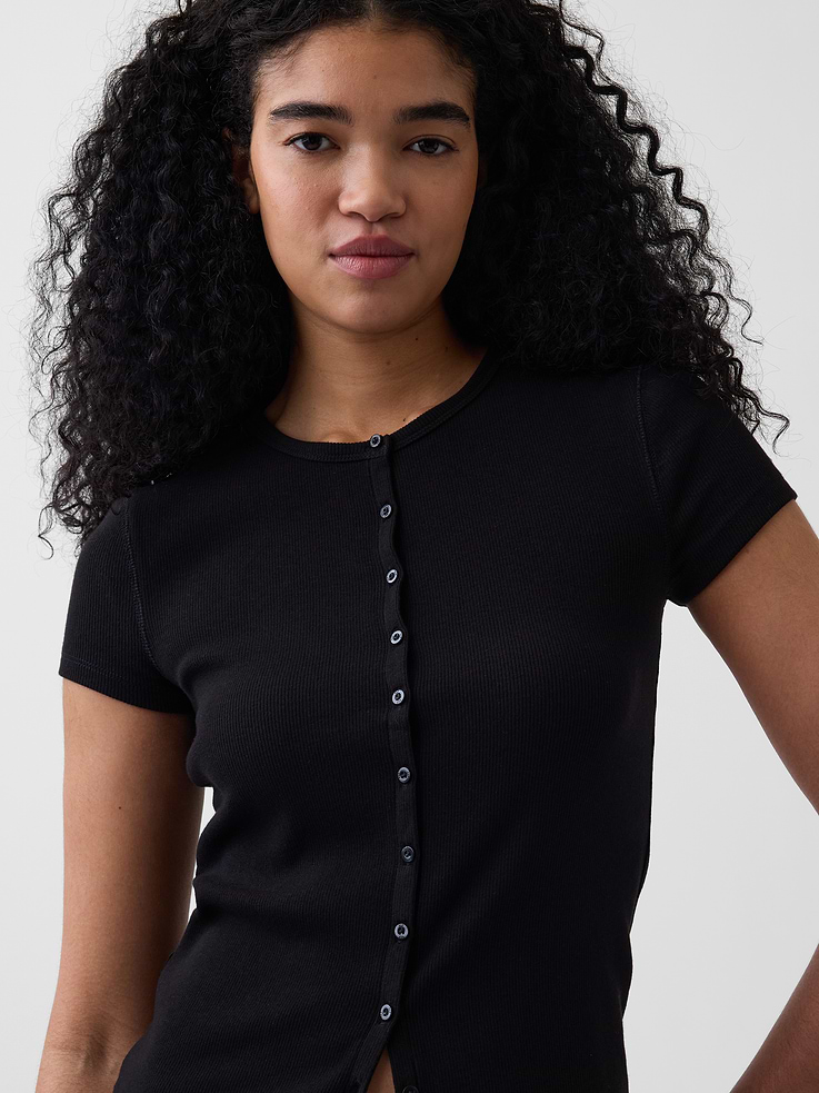 Image number 4 showing, Modern Rib Button-Front Crew T-Shirt
