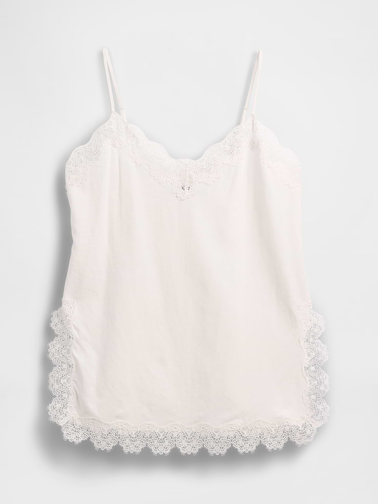 Image number 5 showing, Linen-Blend Lace-Trim Cami