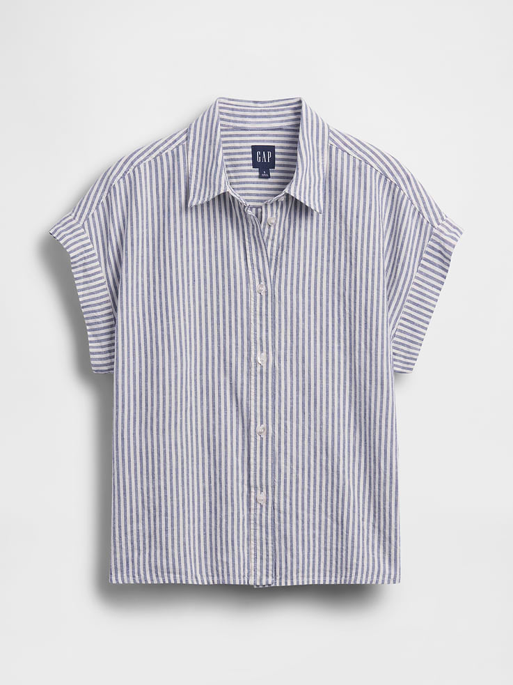 Image number 5 showing, Linen-Blend Oversized Shirt