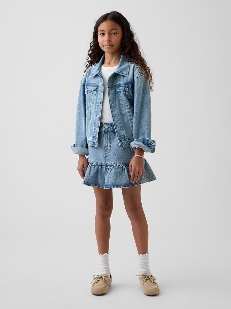 Image number 1 showing, Kids Denim Ruffle Skirt