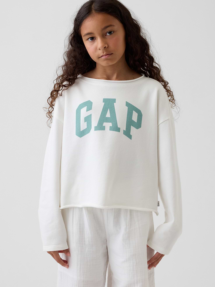 Image number 1 showing, Kids VintageSoft Terry Wide-Neck Logo Sweatshirt