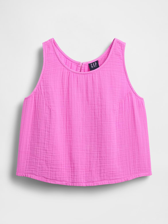 Cotton Gauze Racer Shell Tank Top