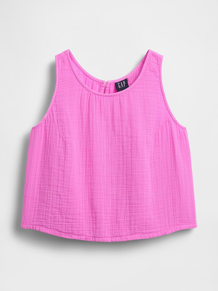 Image number 5 showing, Cotton Gauze Racer Shell Tank Top