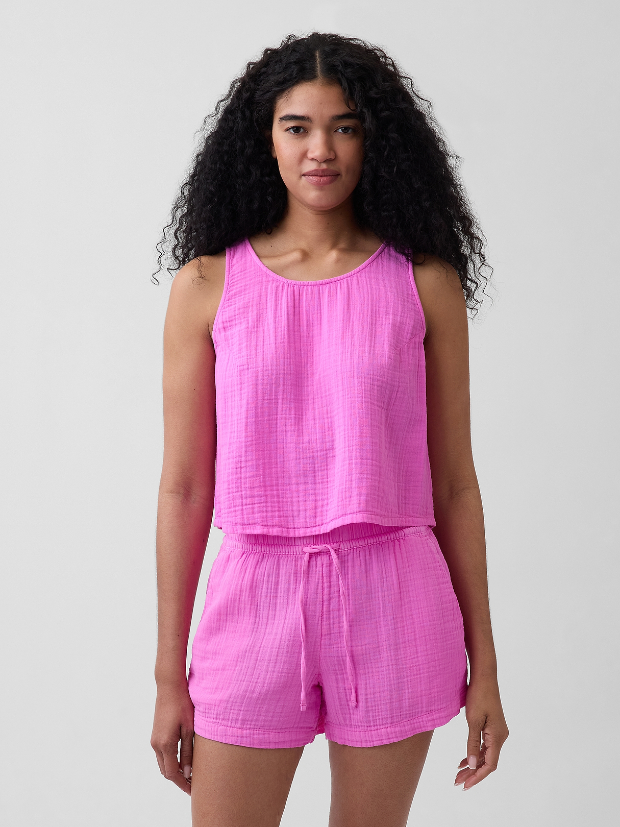Cotton Gauze Racer Shell Tank Top | Gap