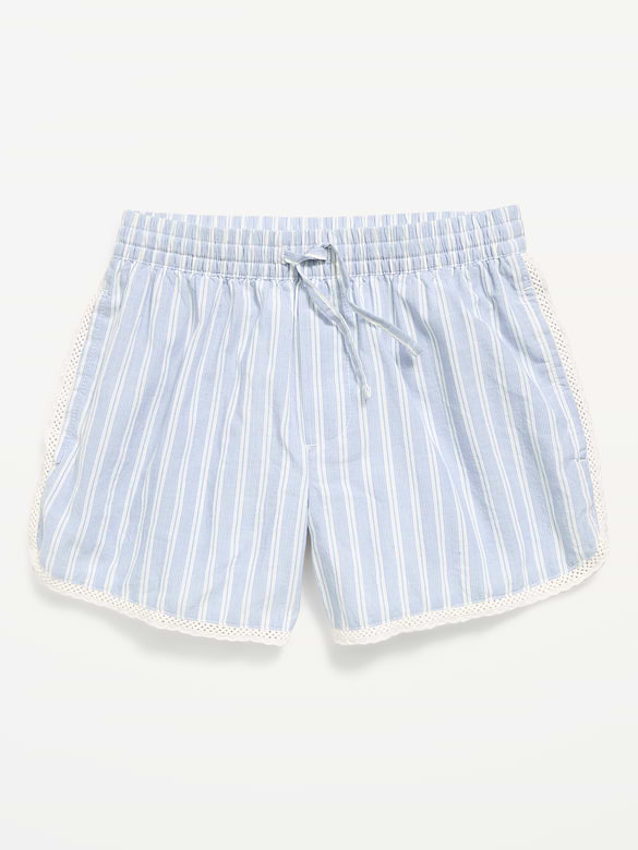 Lace-Trim Poplin Boxer Shorts for Girls