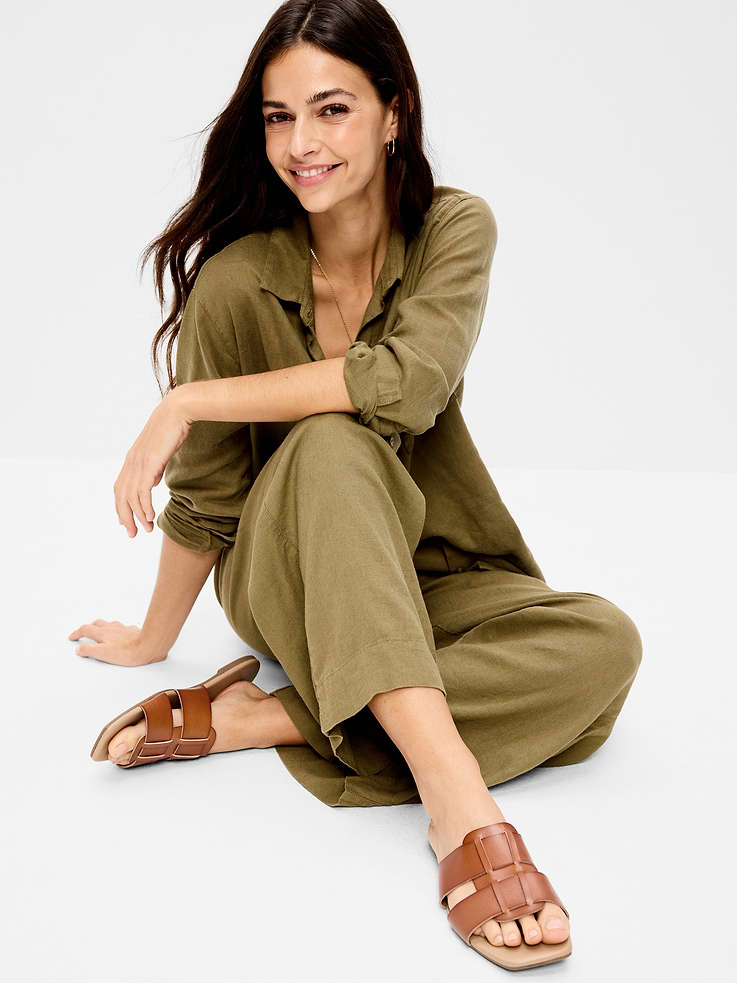 Image number 2 showing, Faux-Leather Slide Sandals