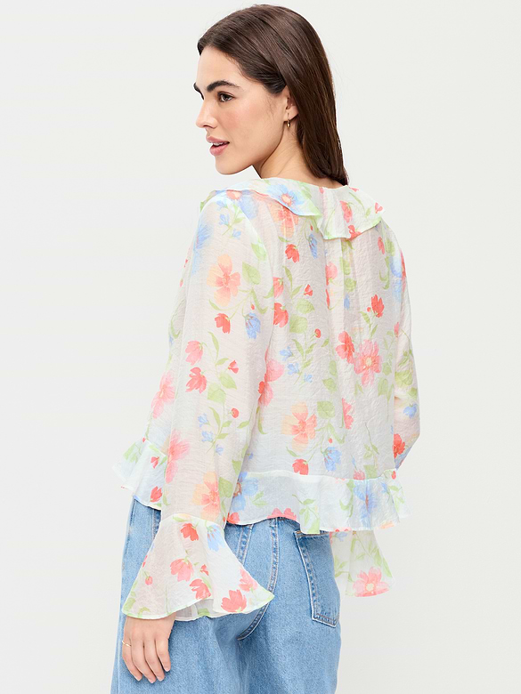 Bell-Sleeve Ruffle Top