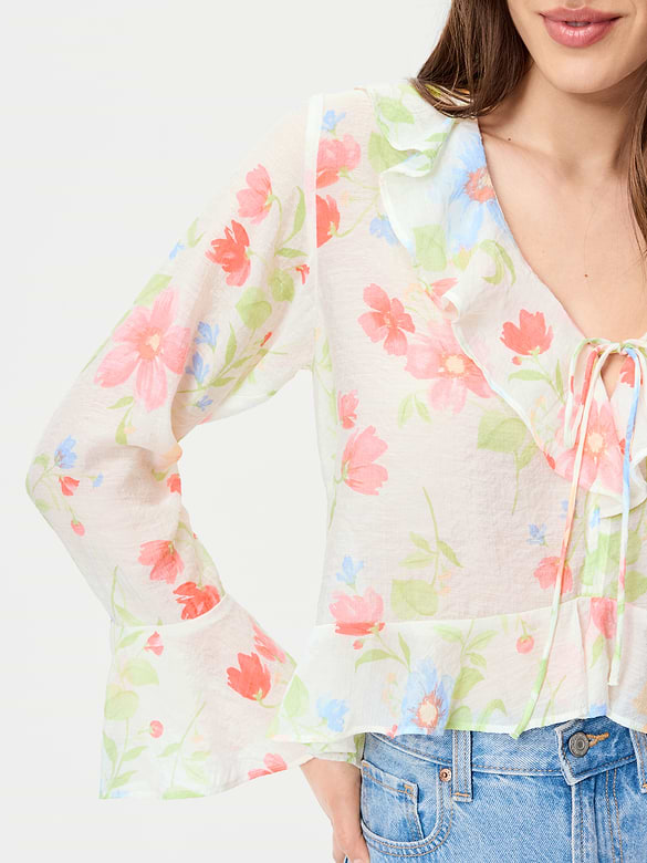 Bell-Sleeve Ruffle Top