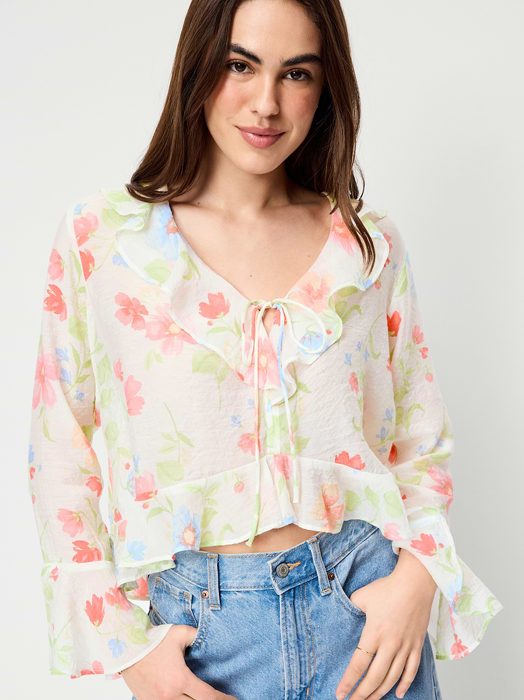 Image number 3 showing, Bell-Sleeve Ruffle Top