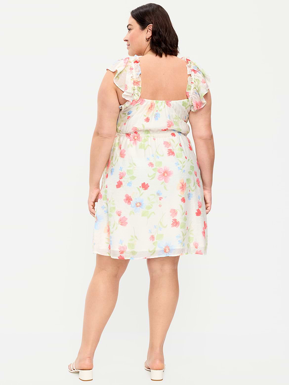 Flutter-Sleeve Fit & Flare Mini Dress