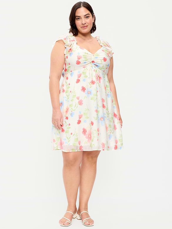 Flutter-Sleeve Fit & Flare Mini Dress