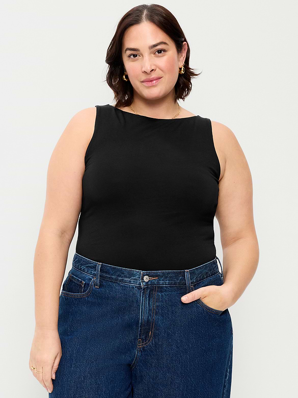 Hug Double-Layer Boat-Neck Top