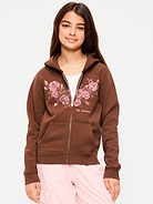 Image 1 of 3, built-in hood, long sleeves, graphic at front, hand-warming pockets, full length zipper, Product #873569
