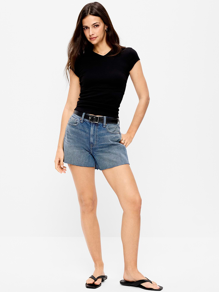 Image number 1 showing, High-Waisted OG Cut-Off Jean Shorts -- 4-inch inseam
