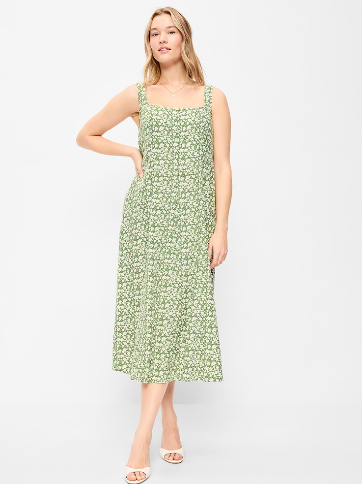 Image number 6 showing, Fit & Flare Sleeveless Linen-Blend Midi Dress