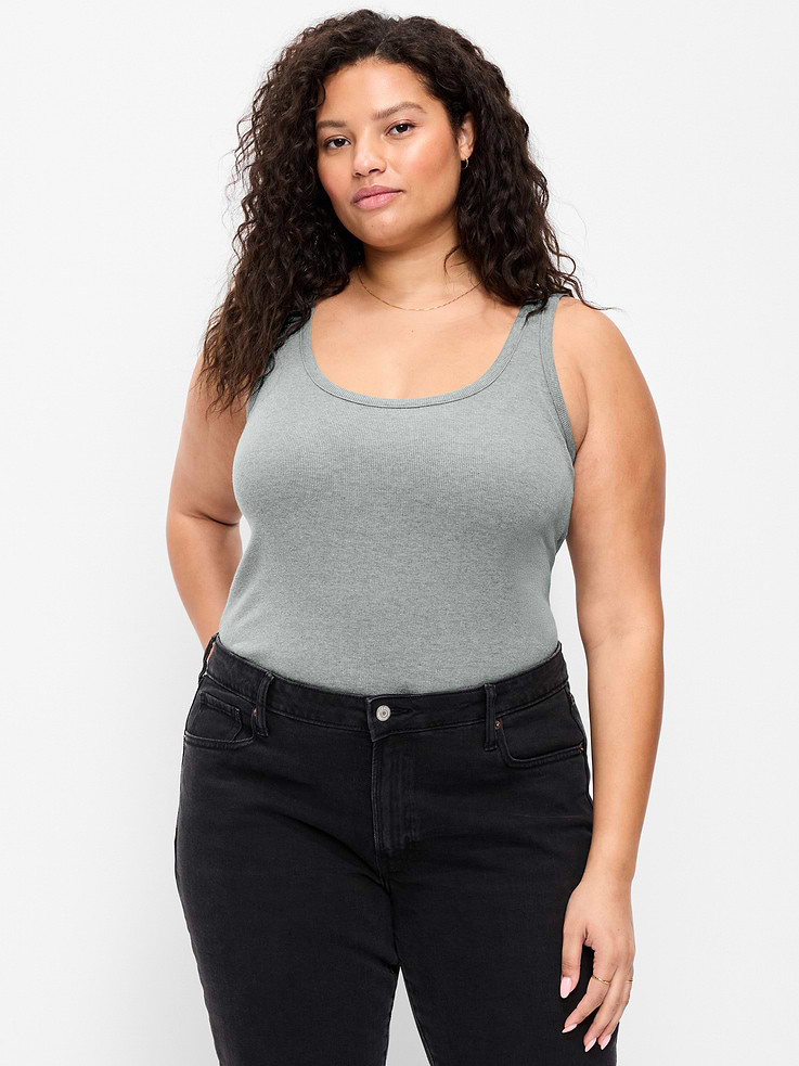 Image number 7 showing, First-Layer Ribbed Scoop-Neck Tank Top