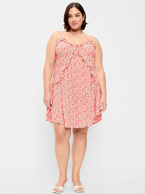 Ruffle-Trim Asymmetrical Mini Dress
