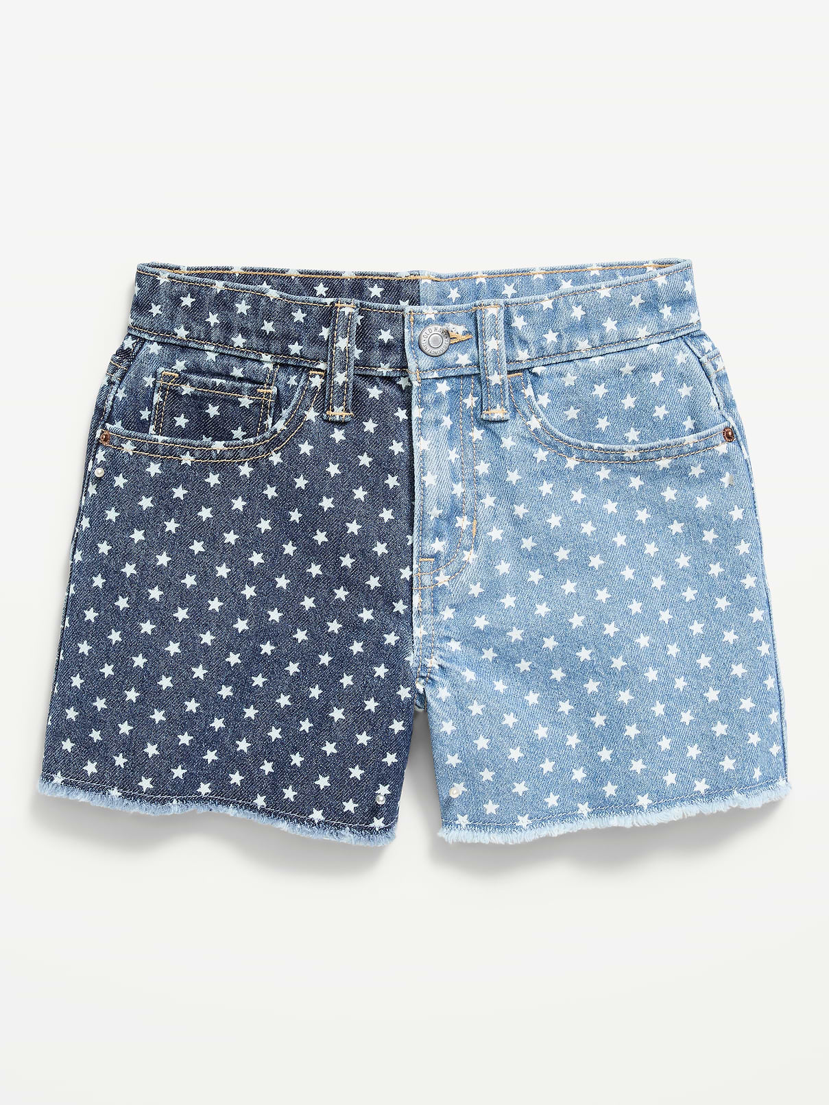 Image number 4 showing, High-Waisted Two-Tone Frayed-Hem Jean Shorts for Girls