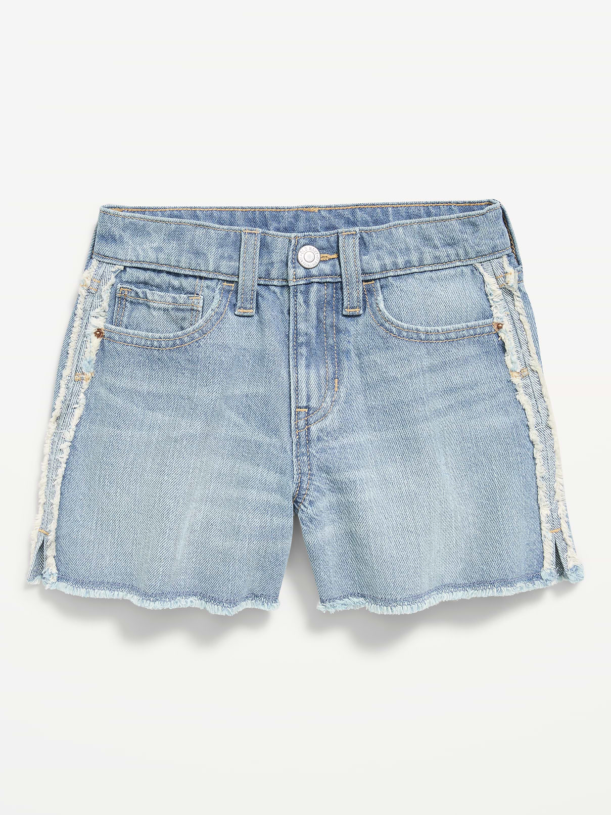 Image number 4 showing, Extra High-Waisted Frayed-Hem Jean Shorts for Girls