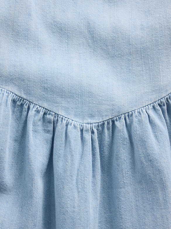 Denim Flutter-Sleeve Sweetheart Dress