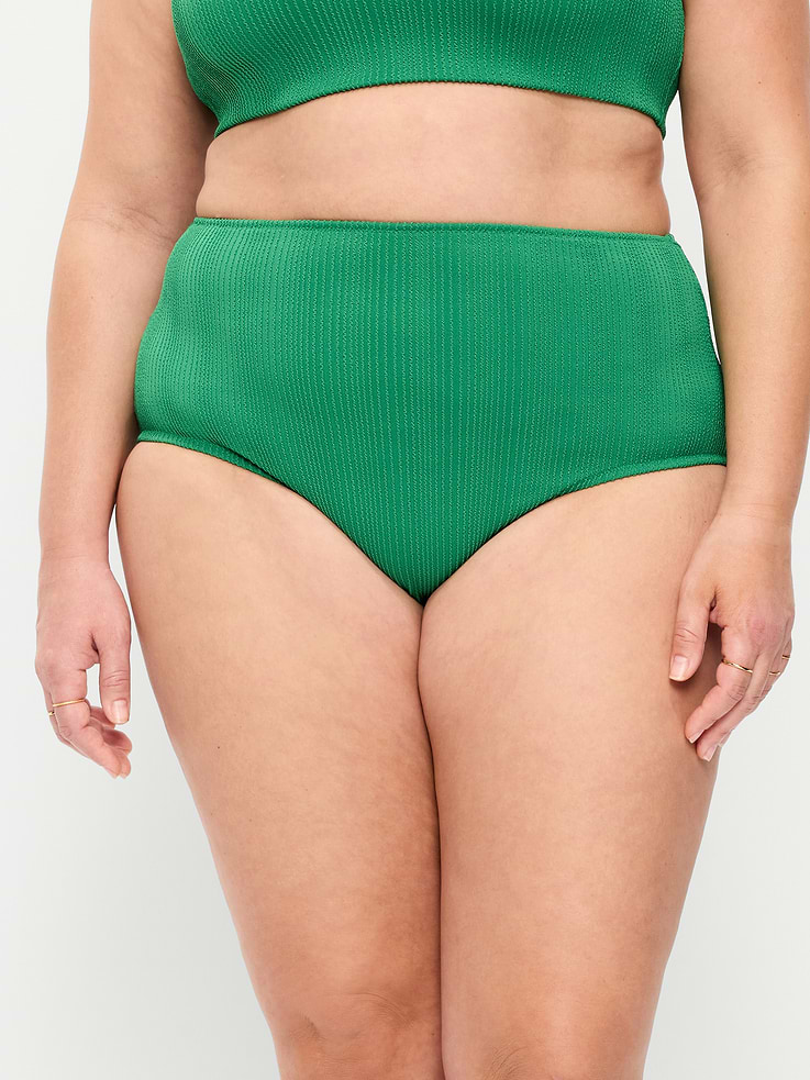 L'image numéro 7 présente Culotte de bikini côtelée à taille haute